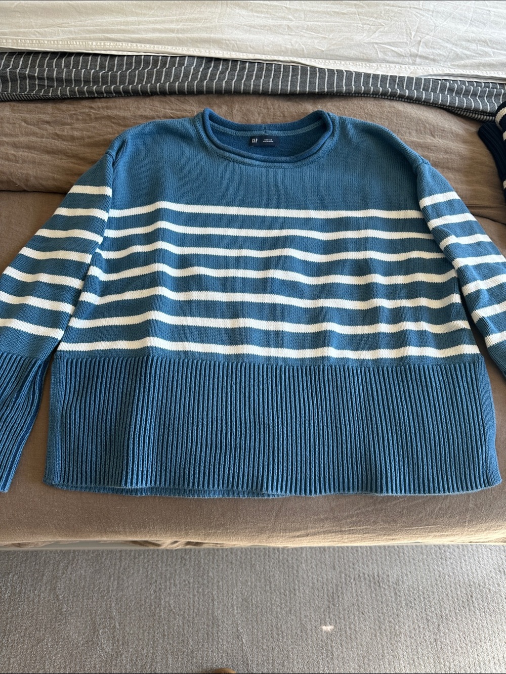 GAP Blue and White Striped Crewneck Sweater - 100% cotton